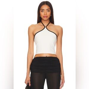 New NWT Superdown Sirena Contrast Halter Top in White crop revolve tube